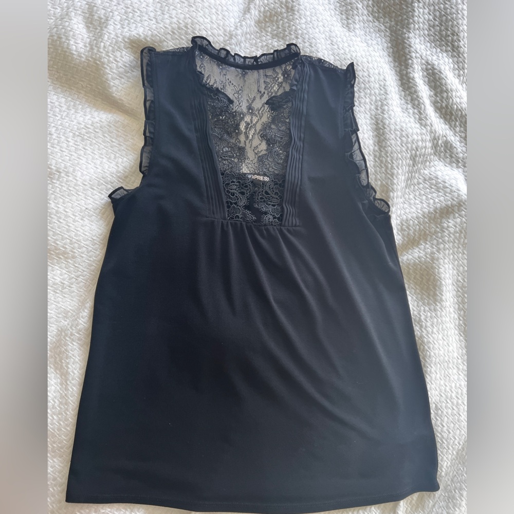 Express Black Lace Detail Blouse Small